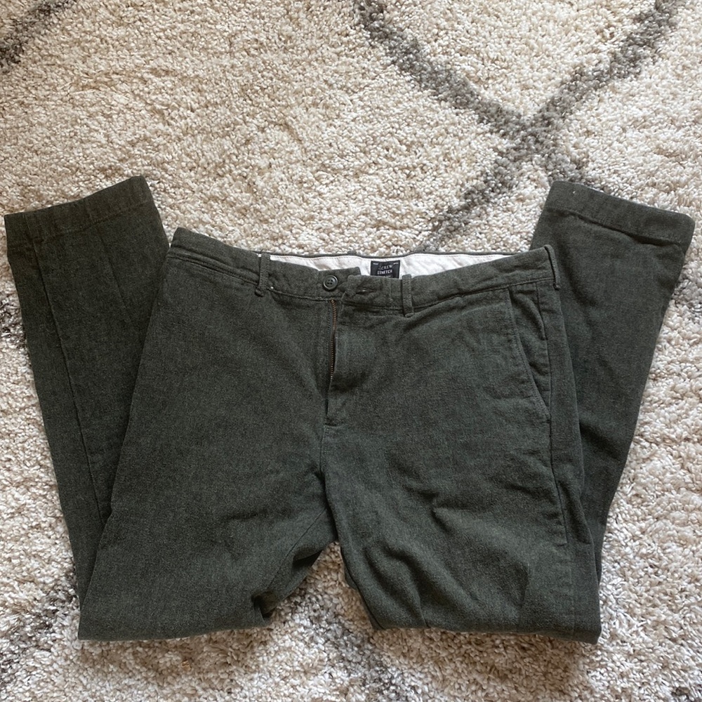 Mens J. Crew Trademark Stretch 484 Slim Fit Forest Green Pants Size 34x30